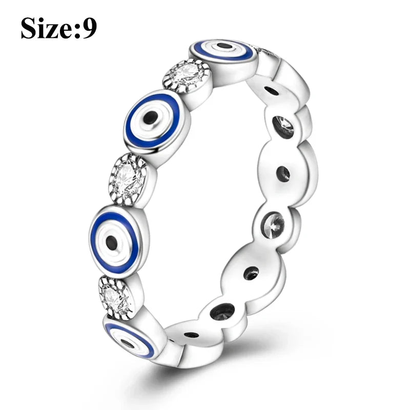 MULA Wedding Band Rings for Women Man 925 Sterling Silver Evil Eye Hand Celtic Knot Four-Leaf Clover Ring Stackable Jewelry Gift
