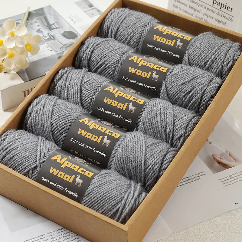 Chunky Alpaca Wool Yarn Set for DIY Knitting Winter Crafts