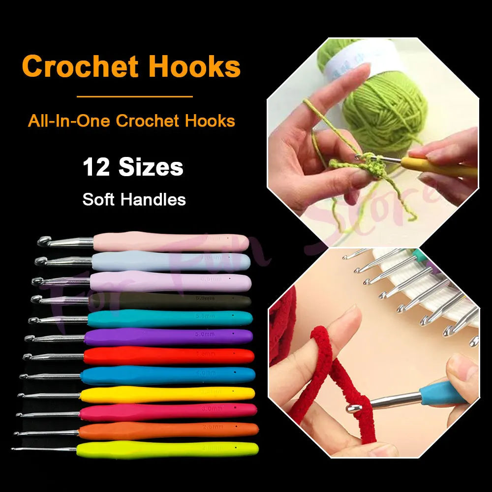 Crochet Hooks Kit with Yarn Needles and Storage Bag Set