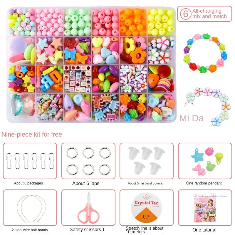 Kids DIY Beaded Jewelry Bracelet Necklace Craft Educational Beads Set