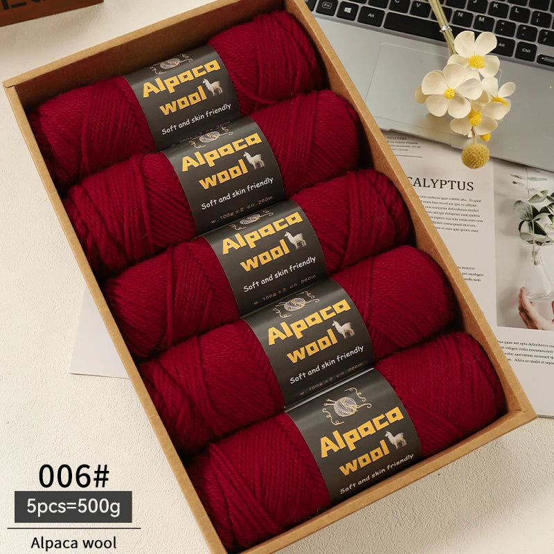 Chunky Alpaca Wool Yarn Set for DIY Knitting Winter Crafts