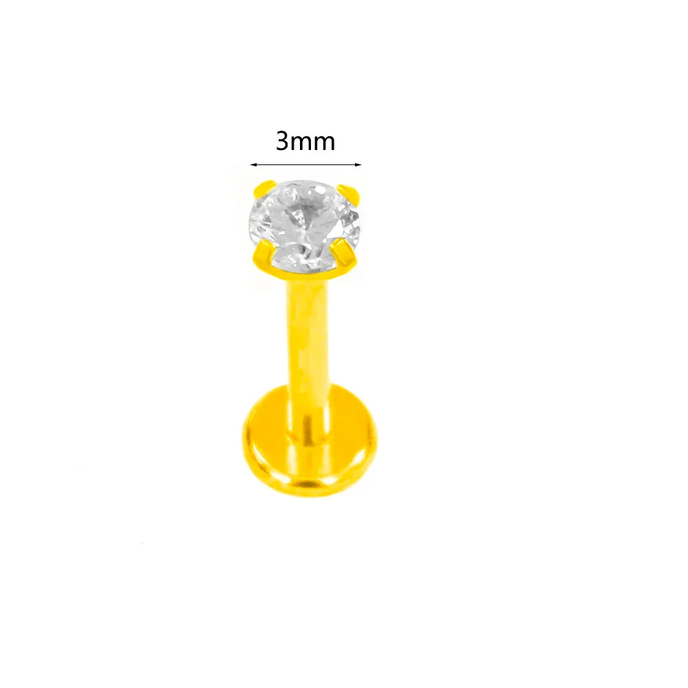 100% 316L Surgical Steel Flower Labret Piercing Butterfly Bee Tragus Snake Cartilage Helix Flat Back CZ Earrings Body Jewelry