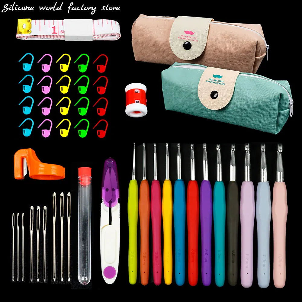 Crochet Hook Knitting Tool Set with Storage Bag and Needles