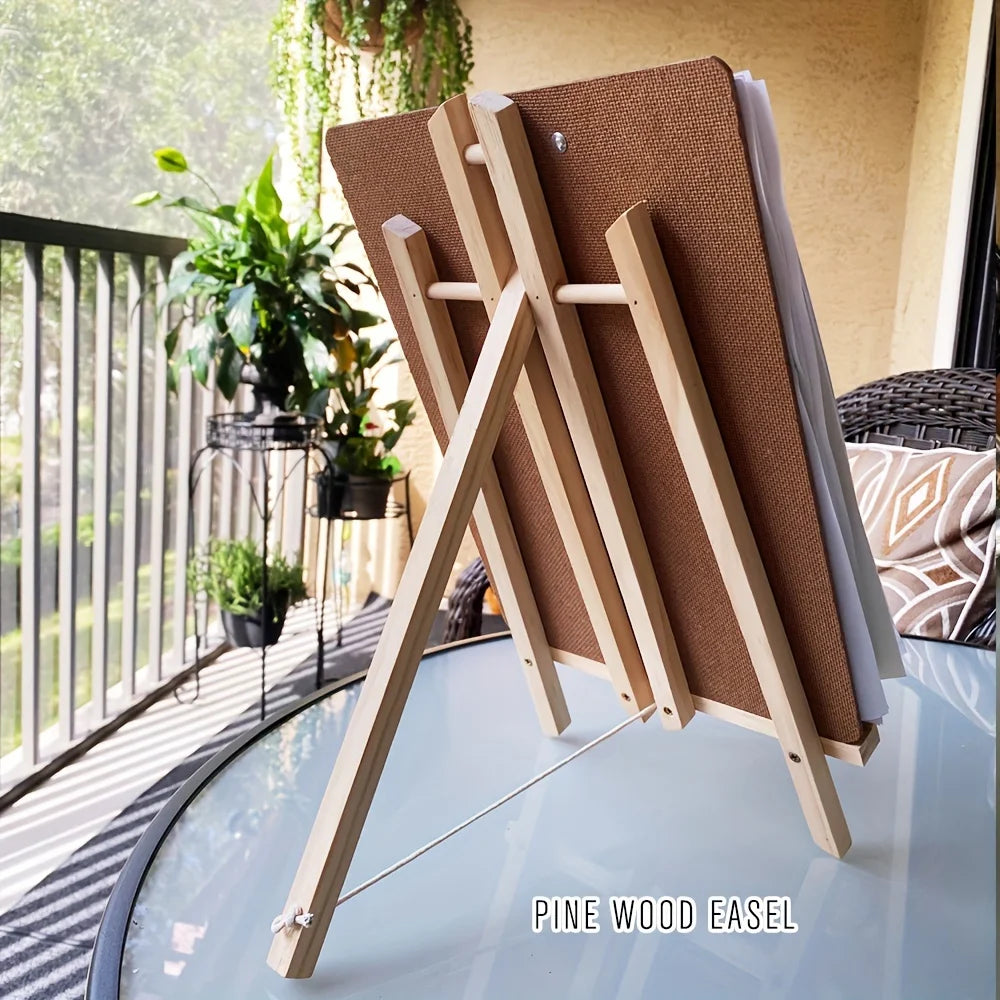 Portable Wooden Desktop Easel Foldable Painting Display Stand for Art