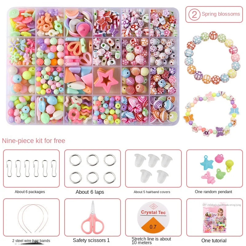 Kids DIY Beaded Jewelry Bracelet Necklace Craft Educational Beads Set