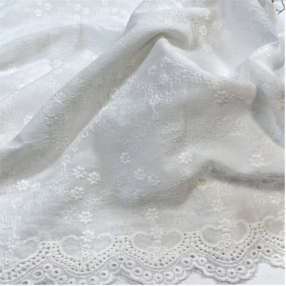 Cotton Embroidery Lace Fabric for DIY Sewing and Handmade Crafts
