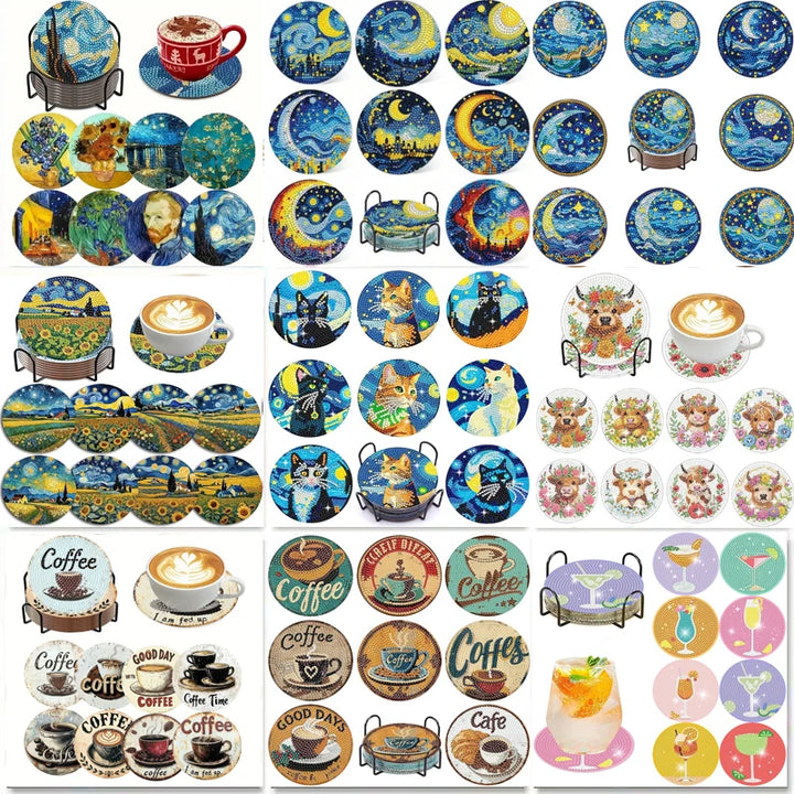 DIY Diamond Painting Coaster Kit with Holder for Adults Beginners