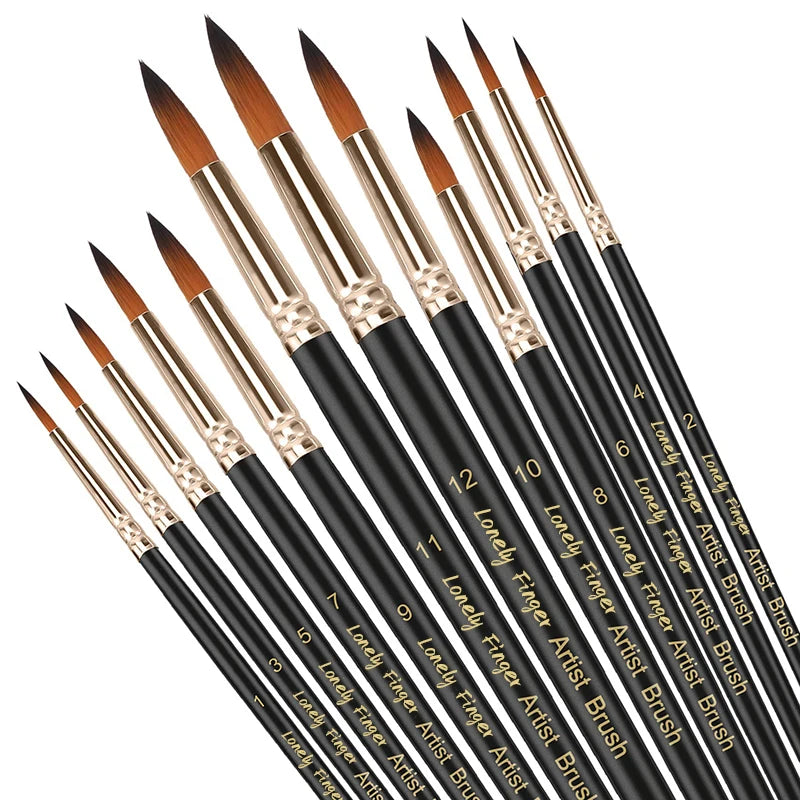 Professional Nylon Paint Brush Set for Acrylic Watercolor and Oil