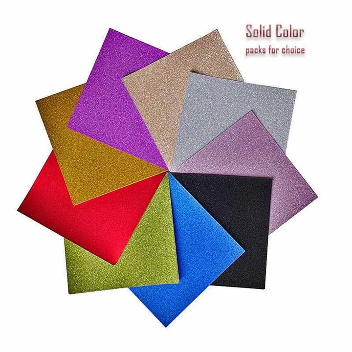 Glitter Origami Paper Set for Crafts Scrapbooking and Card Layering