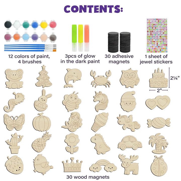 Glow Dark Wooden Magnet Painting Craft Kit for Kids DIY Fun