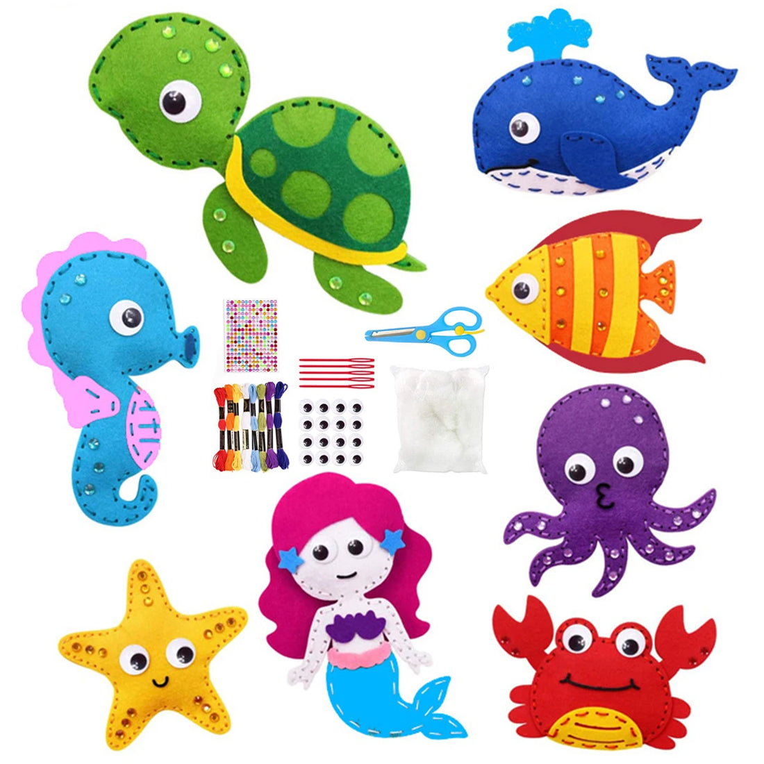Sea Animals Felt Sewing Craft Kit for Kids Educational DIY Fun