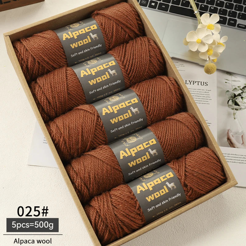Chunky Alpaca Wool Yarn Set for DIY Knitting Winter Crafts