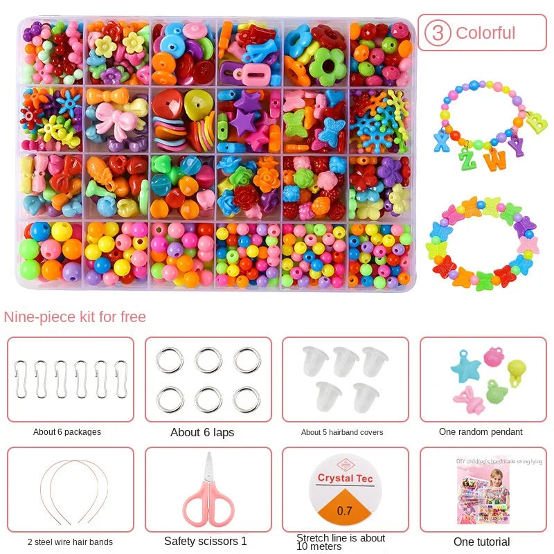 Kids DIY Beaded Jewelry Bracelet Necklace Craft Educational Beads Set