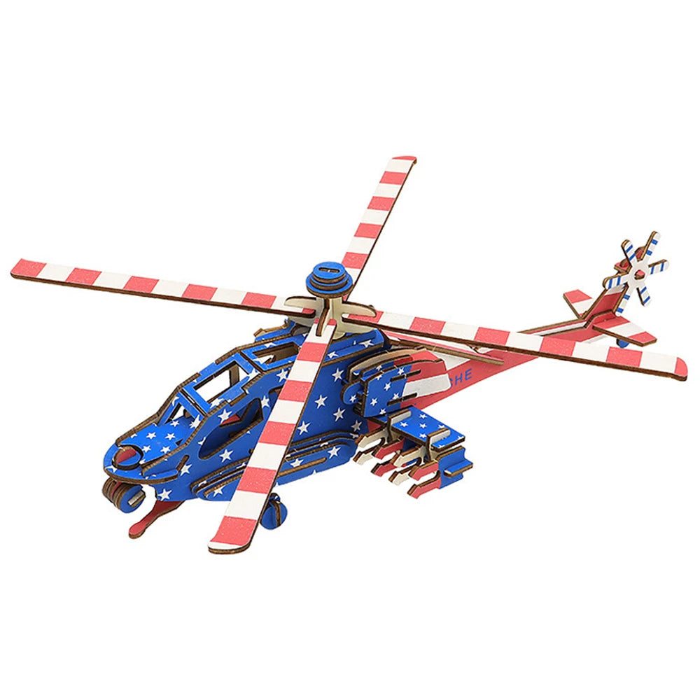 DIY Wooden Fighter Airplane 3D Puzzle Assembly Craft Kit for Kids