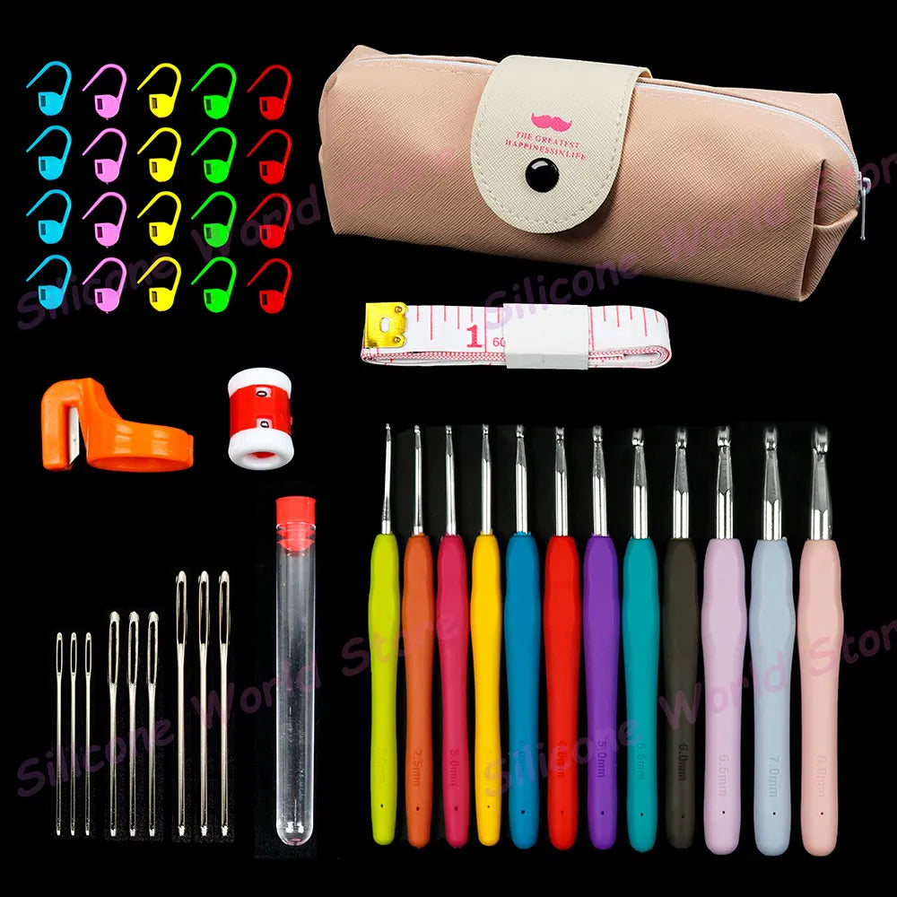 Crochet Hook Knitting Tool Set with Storage Bag and Needles