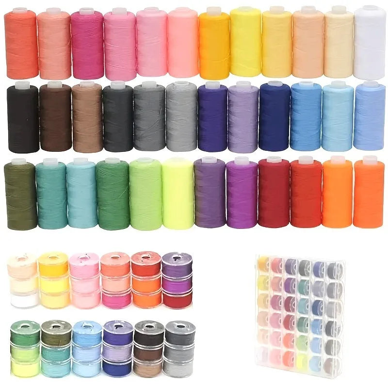 72-Pack Polyester Sewing Thread and Bobbin Kit for Crafting Quilting