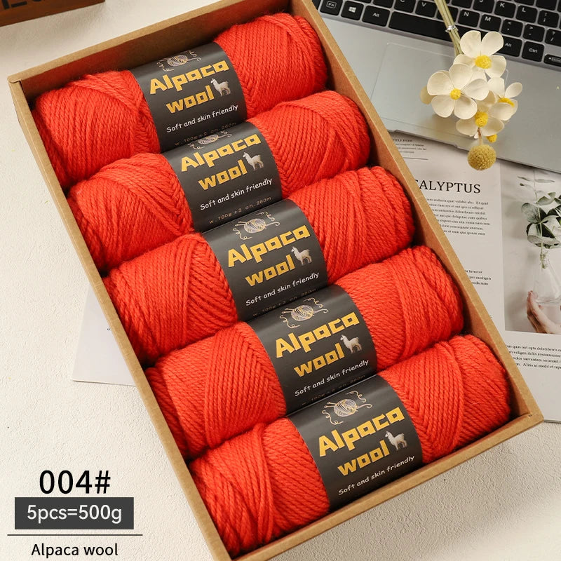 Chunky Alpaca Wool Yarn Set for DIY Knitting Winter Crafts