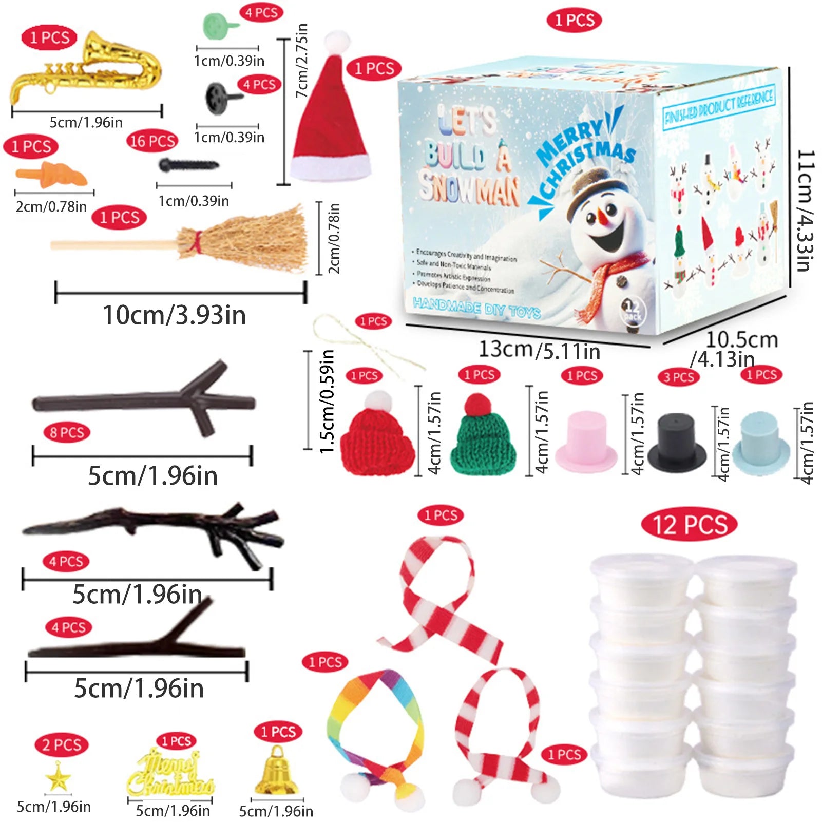 DIY Christmas Snowman Resin Craft Kit Educational Party Favor for Kids