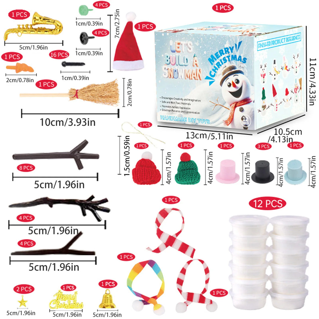 DIY Christmas Snowman Resin Craft Kit Educational Party Favor for Kids
