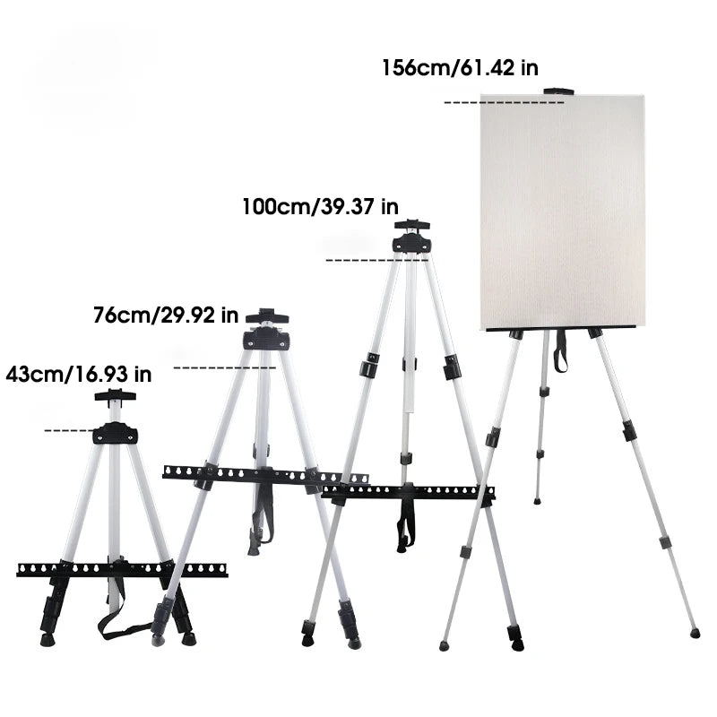 Portable Adjustable Metal Sketch Easel Foldable Travel Art Stand with Bag