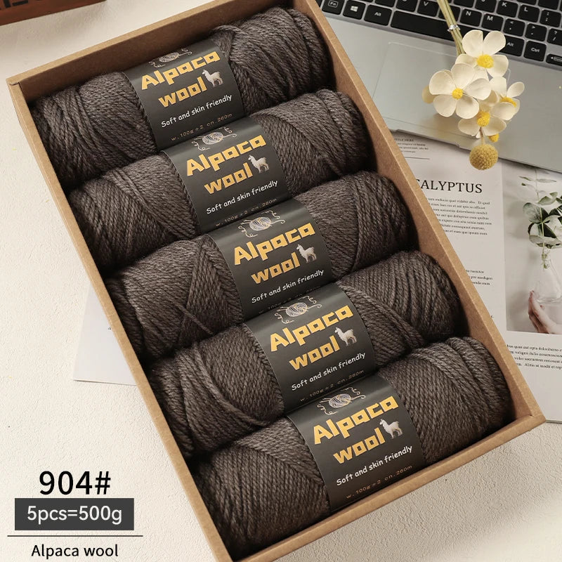 Chunky Alpaca Wool Yarn Set for DIY Knitting Winter Crafts