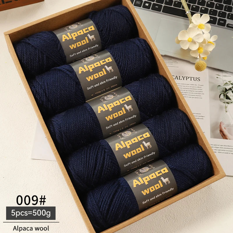 Chunky Alpaca Wool Yarn Set for DIY Knitting Winter Crafts