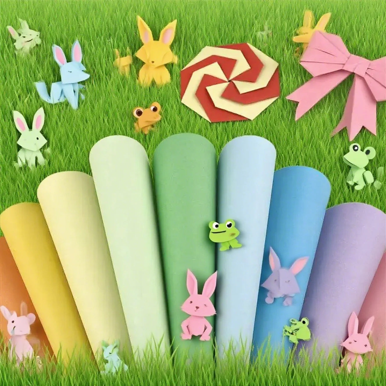 Colorful Double-Sided Origami Paper Set for DIY Kids Crafts Projects