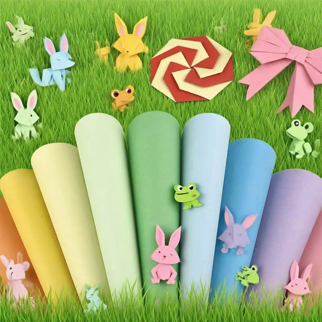 Colorful Double-Sided Origami Paper Set for DIY Kids Crafts Projects