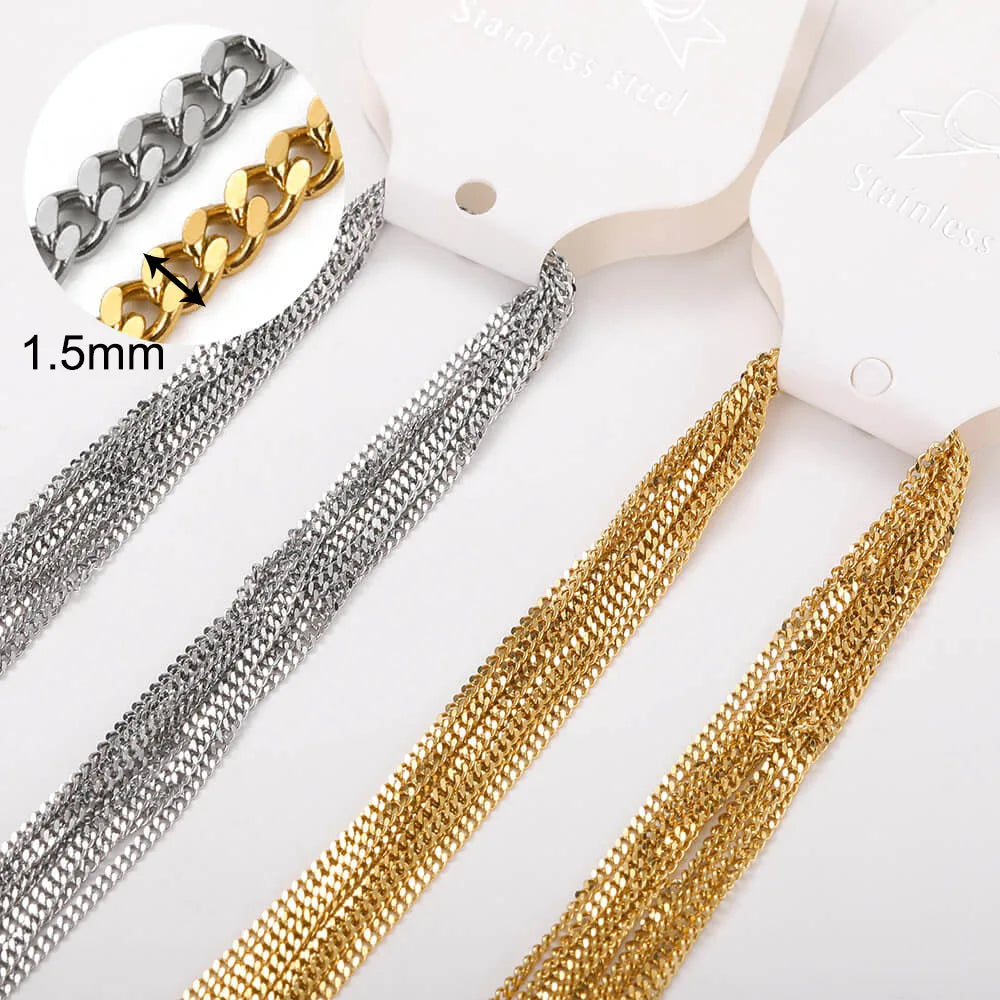 10-Piece Gold-Tone Stainless Steel Necklace Chain Set | 45cm | DIY Jewelry Making