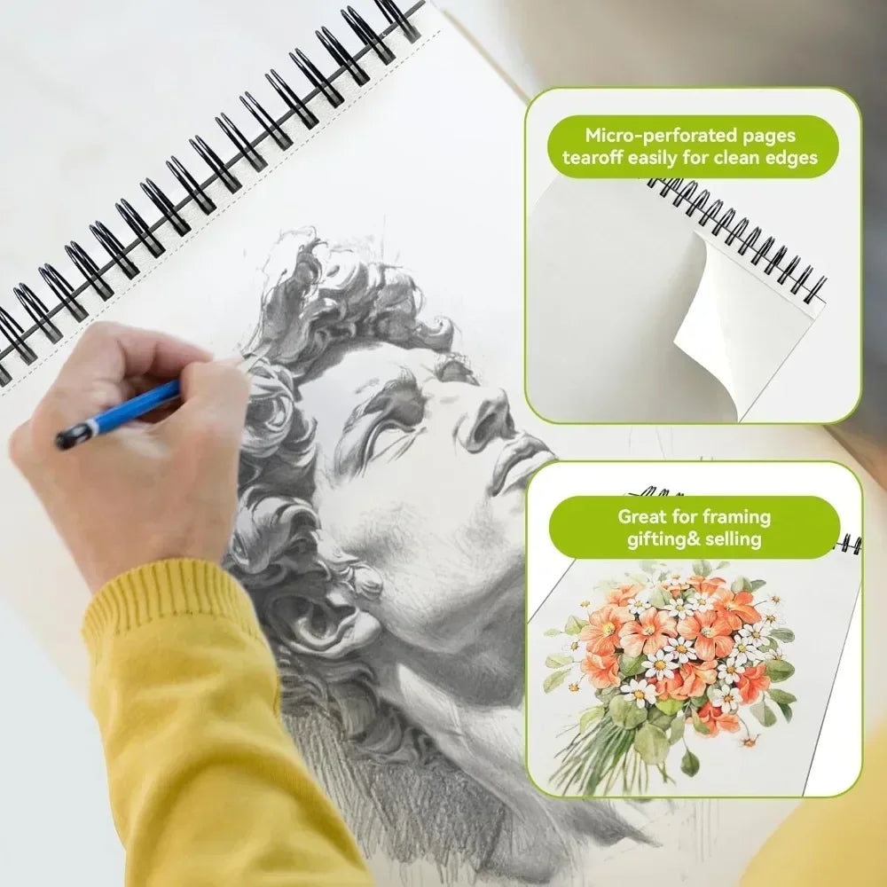 9x12 Spiral Sketchbook Acid-Free Drawing Pad with 100 Sheets