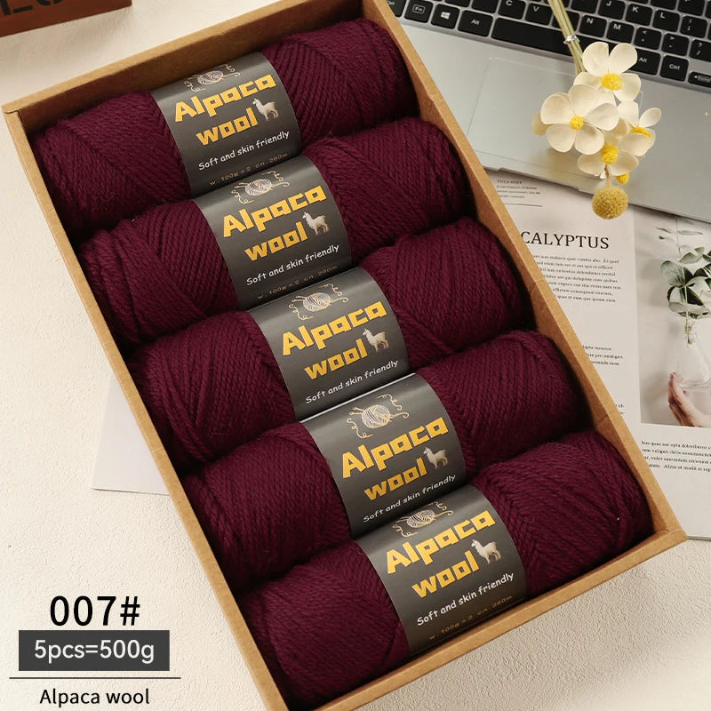 Chunky Alpaca Wool Yarn Set for DIY Knitting Winter Crafts