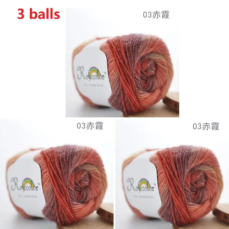 Rainbow Wool Yarn for Crochet Knitting Scarves and Sweater Crafts