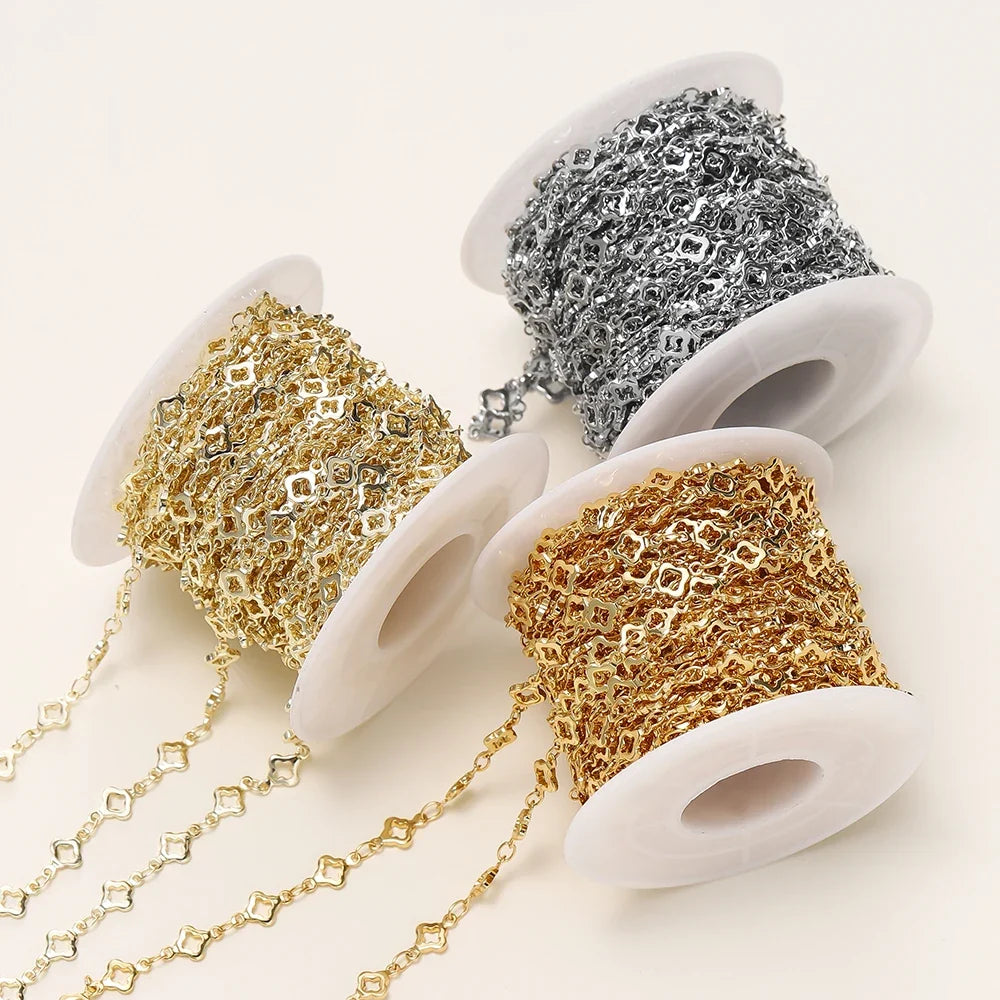 5.5mm Rhombus Chain 14/18K Gold-Plated Brass | Jewelry Making Supply
