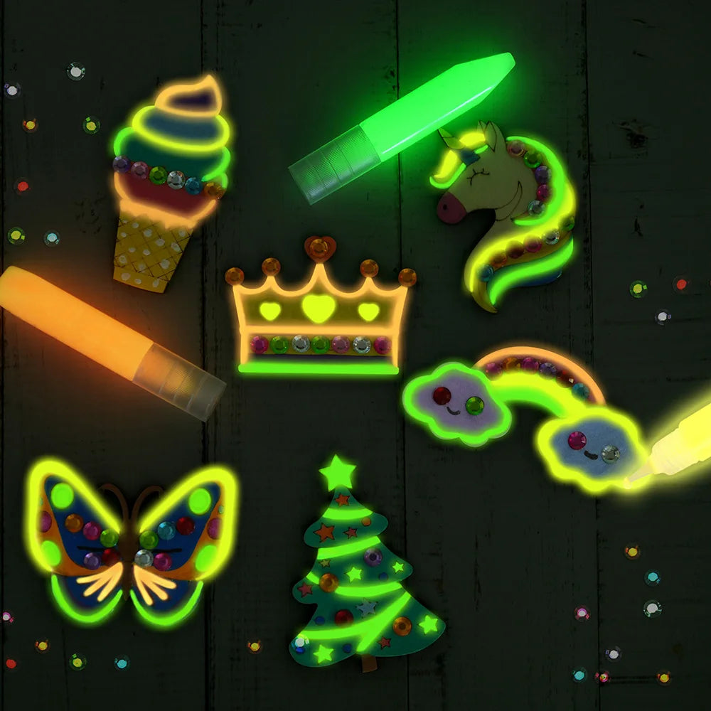Glow Dark Wooden Magnet Painting Craft Kit for Kids DIY Fun