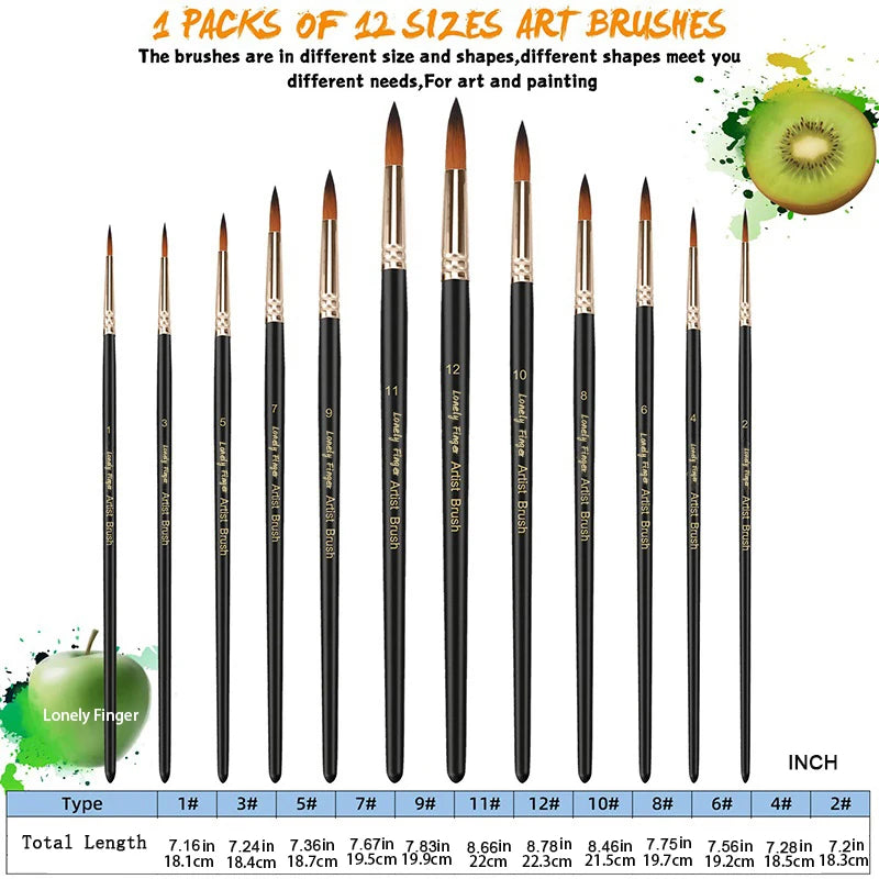 Professional Nylon Paint Brush Set for Acrylic Watercolor and Oil