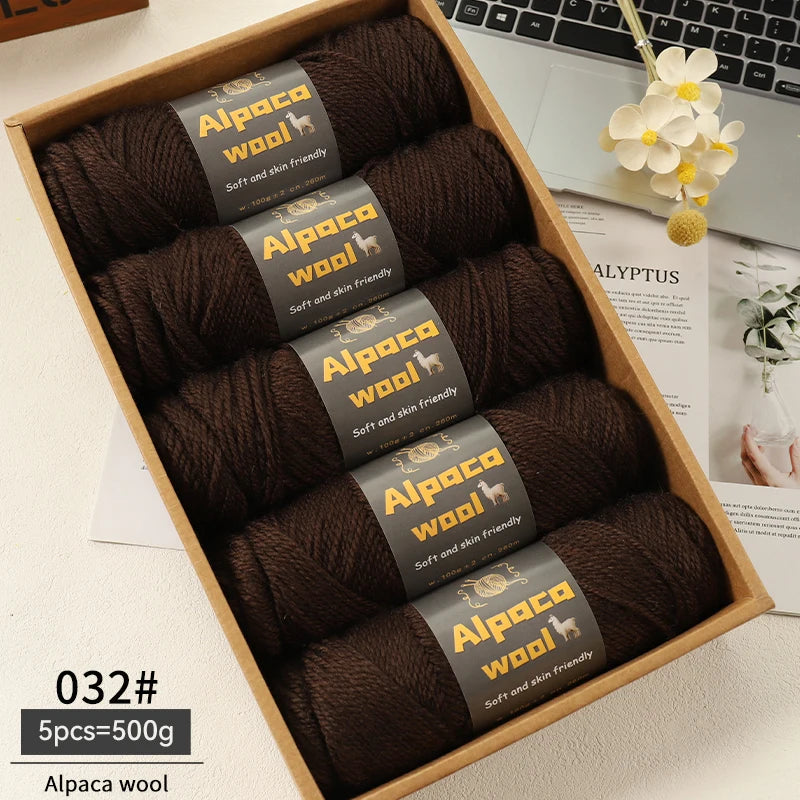 Chunky Alpaca Wool Yarn Set for DIY Knitting Winter Crafts