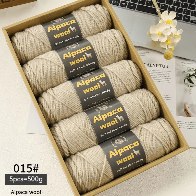 Chunky Alpaca Wool Yarn Set for DIY Knitting Winter Crafts