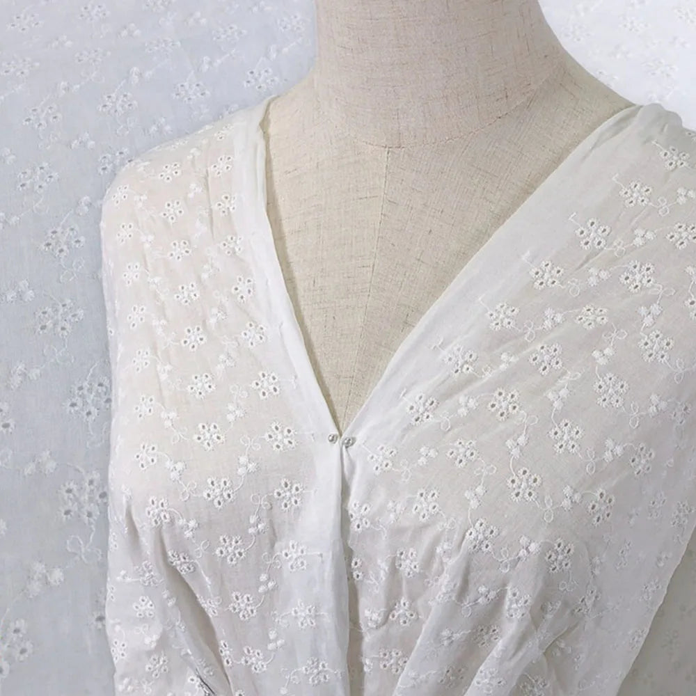 Cotton Embroidery Lace Fabric for DIY Sewing and Handmade Crafts