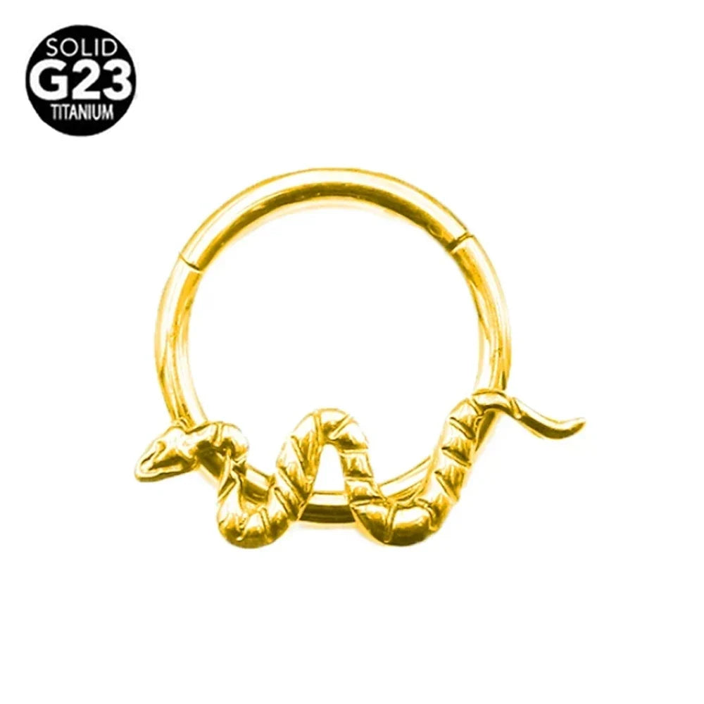 G23 Titanium Bee Septum Nose Ring Piercing Body Jewelry 16G Moon Segment Snake Clicker Helix  Ear Cartilage Heart Daith Hoop