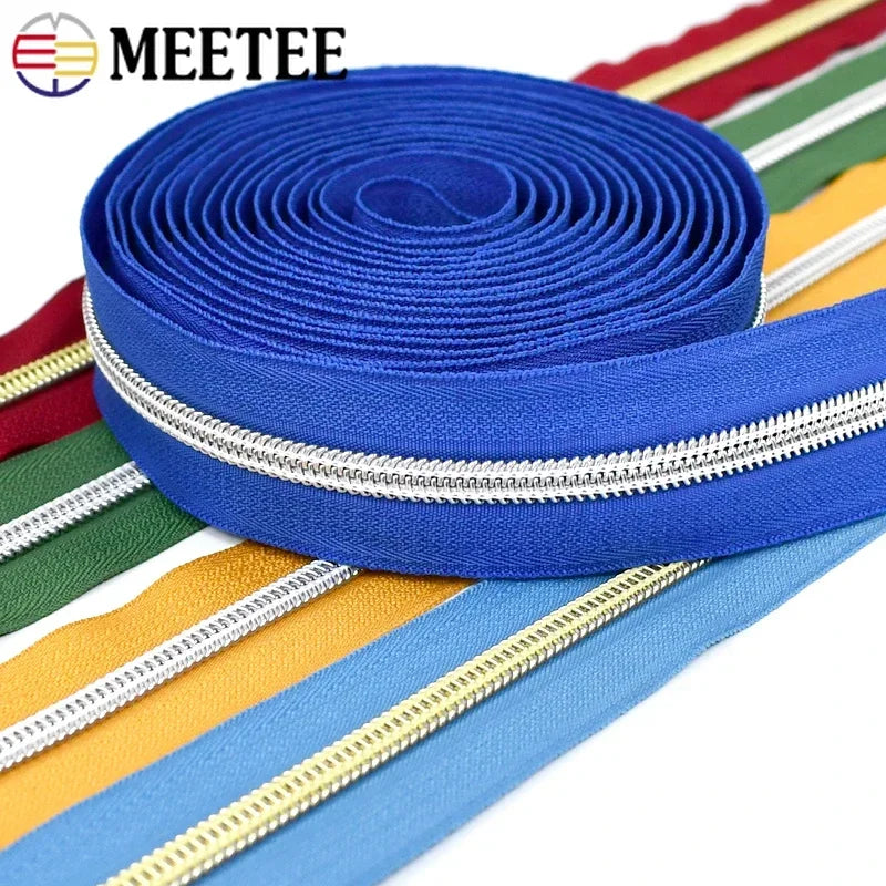 Nylon Zipper Tape Set with Metal Teeth for DIY Sewing