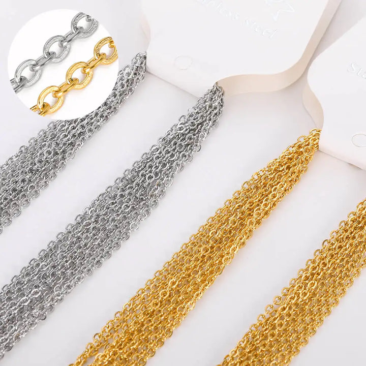 10-Piece Gold-Tone Stainless Steel Necklace Chain Set | 45cm | DIY Jewelry Making