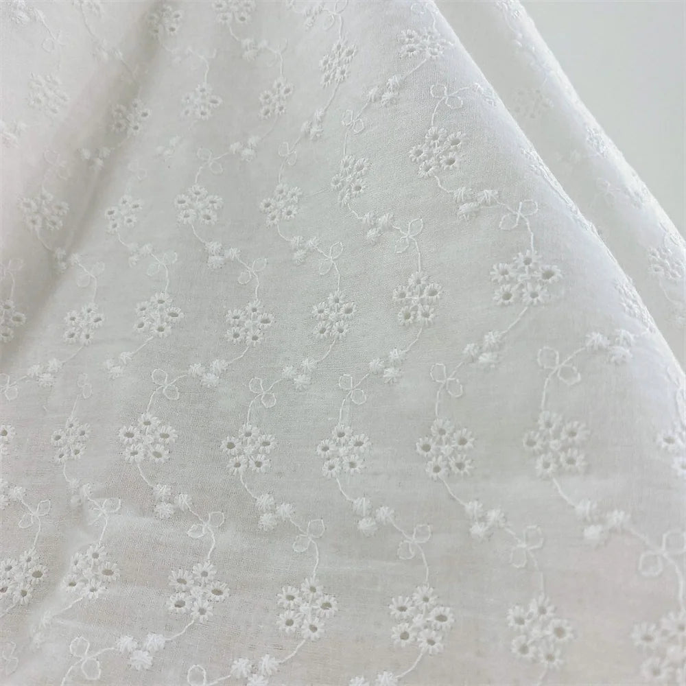 Cotton Embroidery Lace Fabric for DIY Sewing and Handmade Crafts