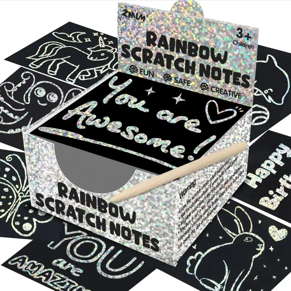 Rainbow Reveal Craft Kit for Kids | Wooden Stylus Scratch Art Set
