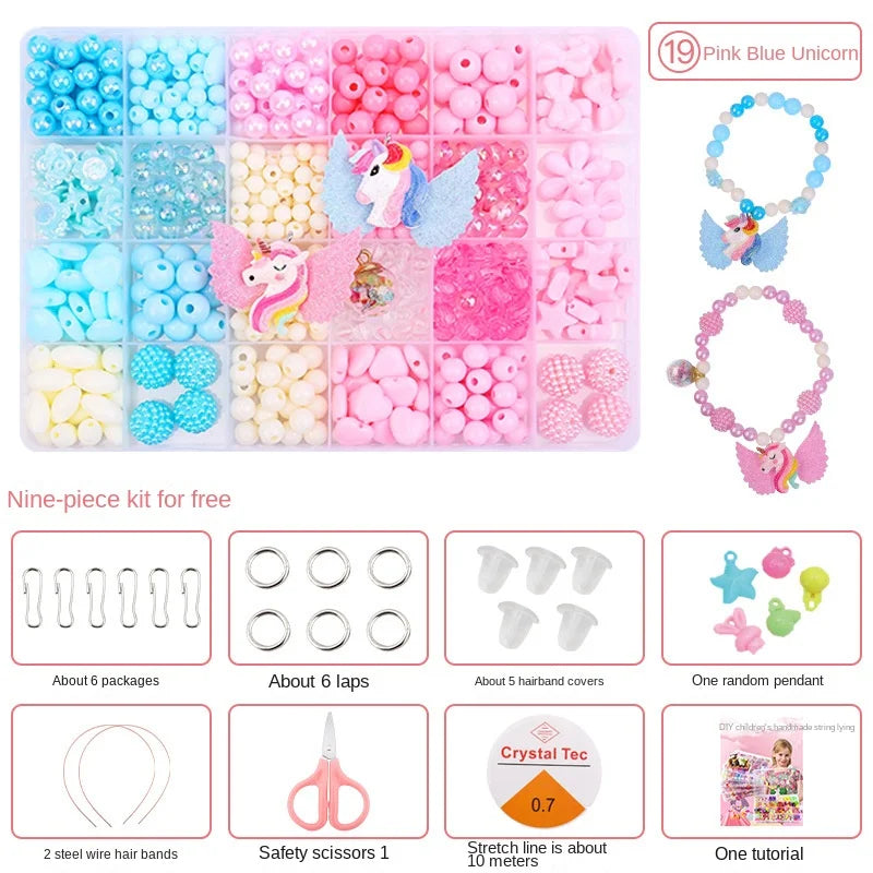 Kids DIY Beaded Jewelry Bracelet Necklace Craft Educational Beads Set
