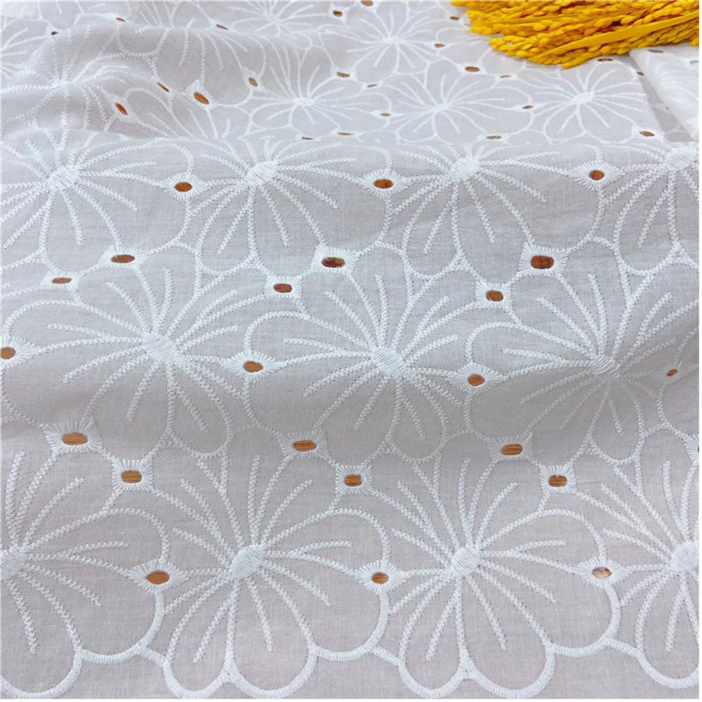 Cotton Embroidery Lace Fabric for DIY Sewing and Handmade Crafts