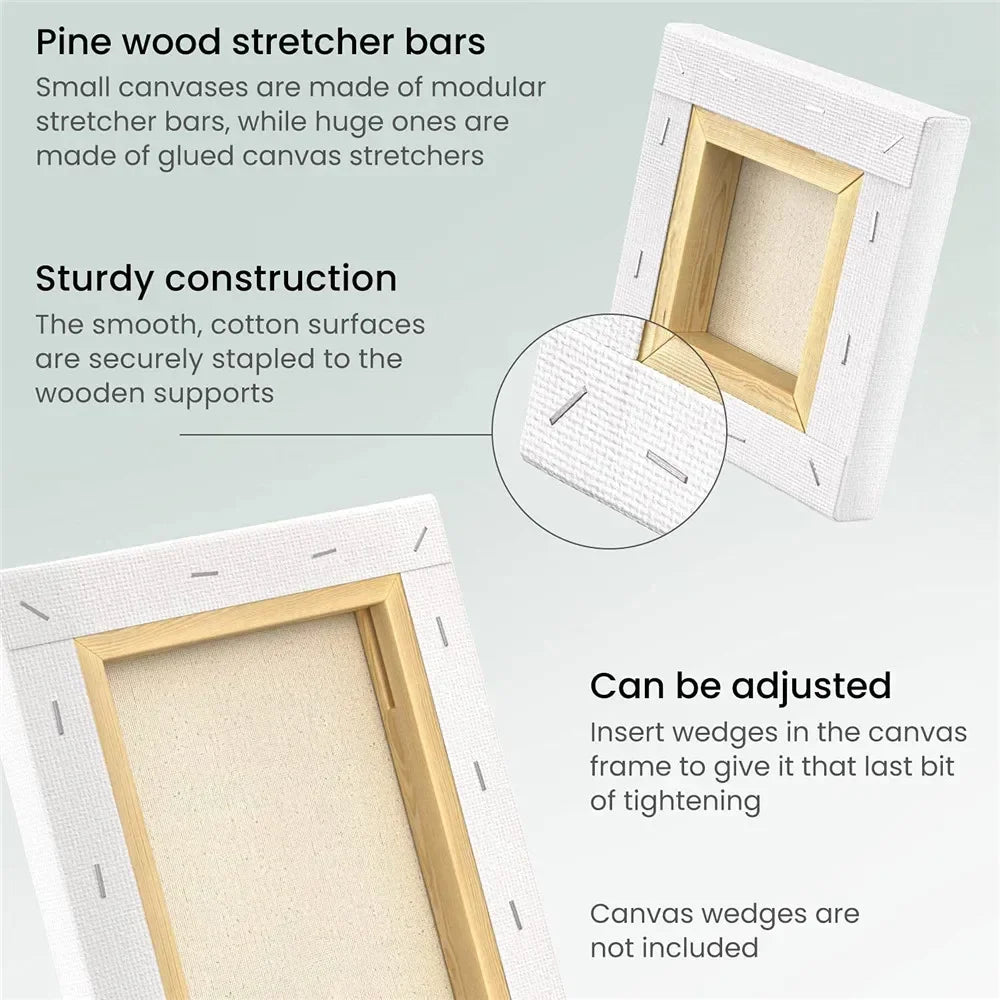 4pcs White Blank Canvas Frames for Acrylic and Oil Painting