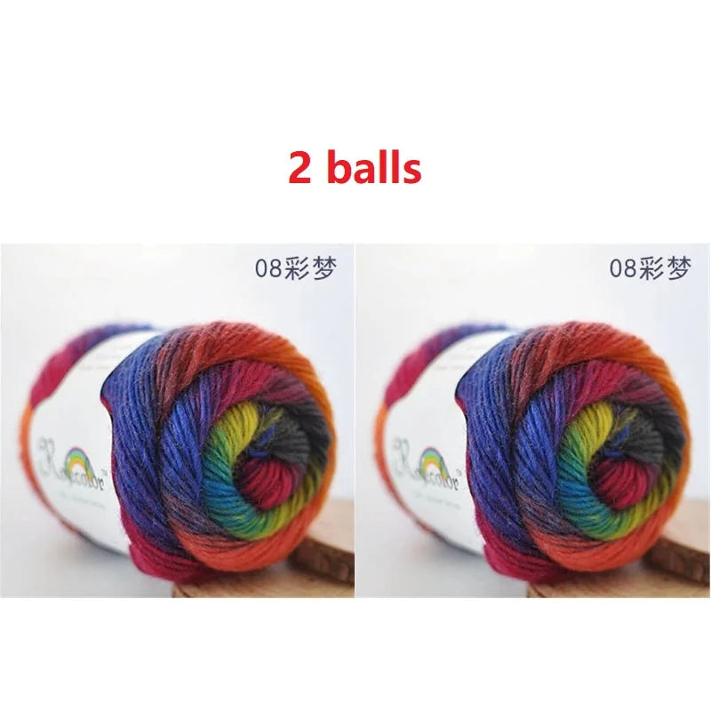 Rainbow Wool Yarn for Crochet Knitting Scarves and Sweater Crafts