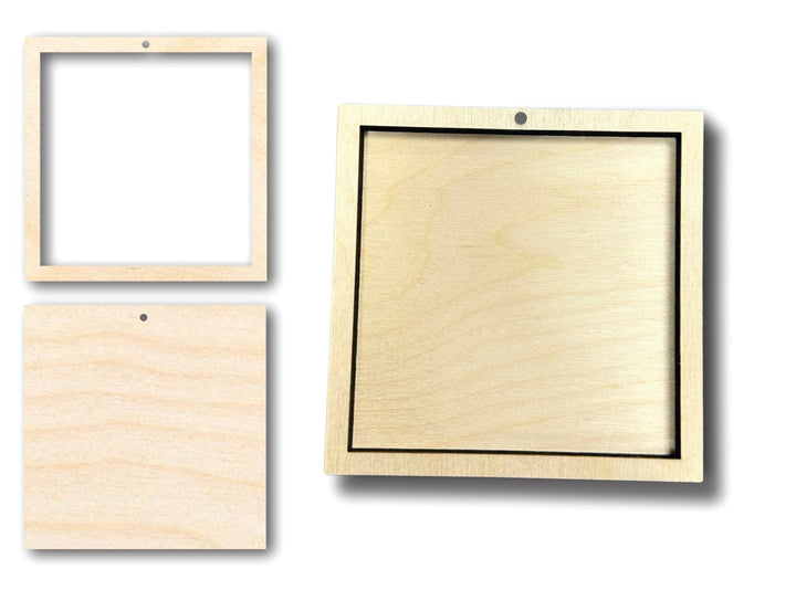 Unfinished Wood 2 Layer Square Shadowbox Shape | DIY Craft Cutout | up to 46" DIY