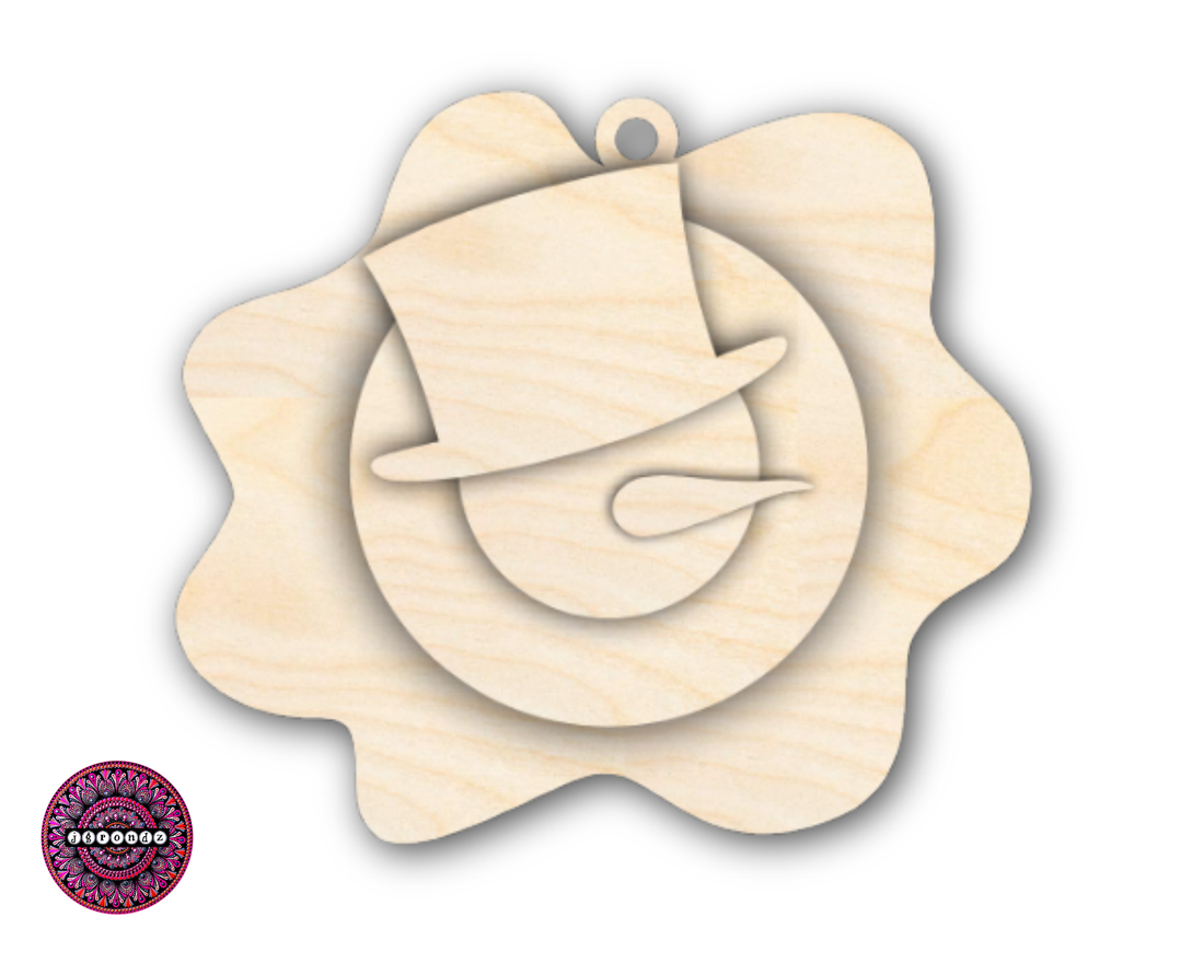 Unfinished Wood Melting Snowman with Top Hat 5pc. Set | JGrondz | DIY Craft Cutout | 4" | 1/4" Thick