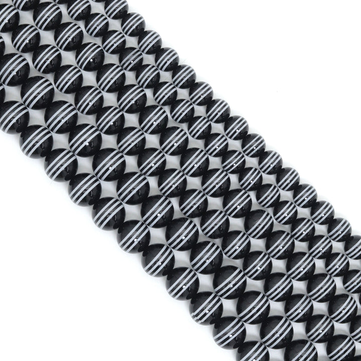 Natural Black onyx with White stripes Beads, 10mm/12mm/14mm,sku#U2365